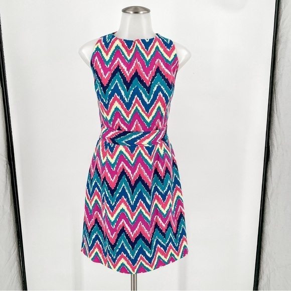 Lilly Pulitzer Kirkland Dress Hearts A Flutter Bright Colorful Chevron - Picture 5 of 6